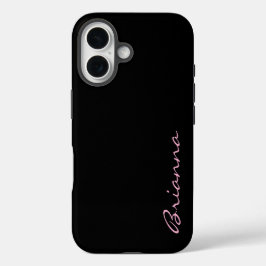 Black Personalized Name Pink Text  iPhone 16 Hülle