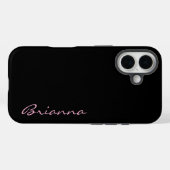 Black Personalized Name Pink Text Case-Mate iPhone Hülle (Rückseite (Horizontal))