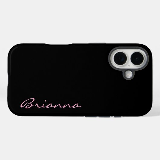 Black Personalized Name Pink Text  Case-Mate iPhone Hülle (Rückseite (Horizontal))