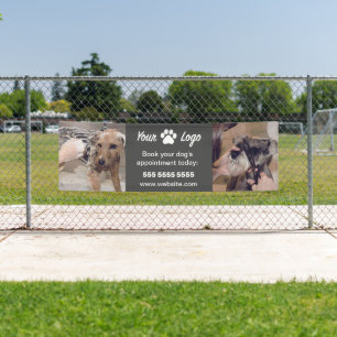 Black Pet Business Banner mit 2 Fotos und Logo