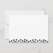 Black Pet Paw Prints Custom Monogram Cute Mitteilungskarte (Rückseite)