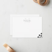 Black Pet Paw Prints Custom Monogram Simple  Mitteilungskarte (Vorderseite/Rückseite Beispiel)
