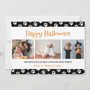 Black Pet Paws Foto Frohes Halloween Feiertagskarte