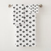 Black Pet Paws Pattern on White Badhandtuch Set (Insitu)