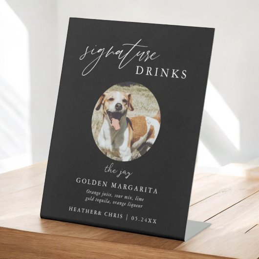 Black Pet Signature Drinks Hochzeit Bar Sockelschild