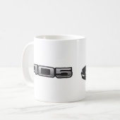 Black Peugeot 405 + Abzeichen Tasse (Vorderseite Links)