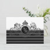 Black Pewter White Lion Einicorn Emblem Hochzeit Einladung (Stehend Vorderseite)