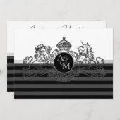 Black Pewter White Lion Einicorn Emblem Hochzeit Einladung (Vorne/Hinten)