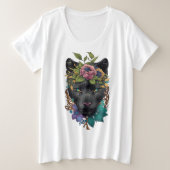 Black Phanter in Blume Große Größe T-Shirt (Design vorne)