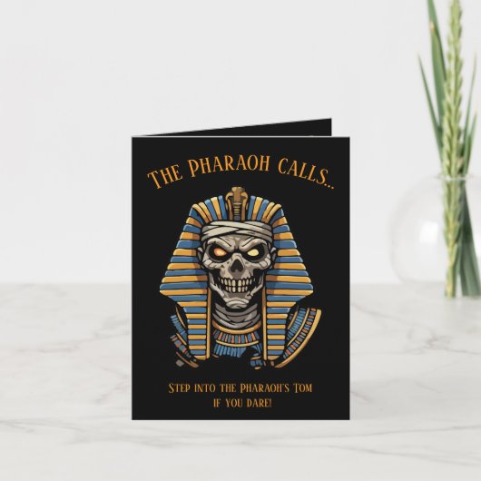 🖤 Black Pharaoh Mummy Einladung 🎃 ✉️ (Vorderseite)