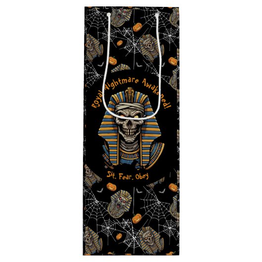 🖤 Black Pharaoh Mummy Geschenktasche 🎃 👑 Geschenktüte Für Weinflaschen (Vorderseite)