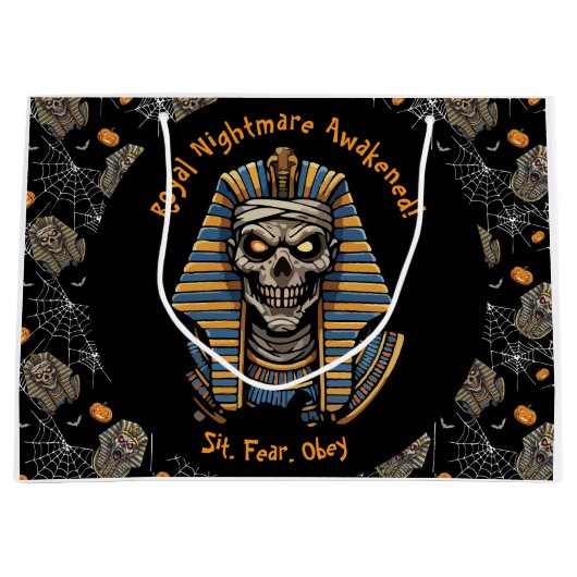 🖤 Black Pharaoh Mummy Geschenktasche 🎃 👑 Große Geschenktüte (Vorderseite)