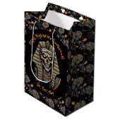 🖤 Black Pharaoh Mummy Geschenktasche 🎃 👑 Mittlere Geschenktüte (Vorderseite Schrägansicht)