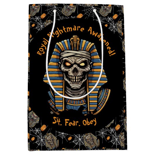 🖤 Black Pharaoh Mummy Geschenktasche 🎃 👑 Mittlere Geschenktüte (Vorderseite)