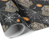 🖤 Black Pharaoh Mummy Wrapping Paper 🎃 👑 Geschenkpapier (Rolleneckpunkt)