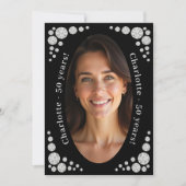 Black photo diamonds birthday einladung (Vorderseite)