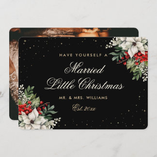 Black Photo First Married Christmas Wedding Feiertagskarte