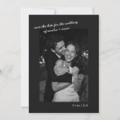 Black Photo Minimalist Modern Wedding Dark Script Save The Date (Vorderseite)