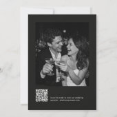 Black Photo Minimalist Modern Wedding Dark Script Save The Date (Rückseite)