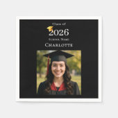 Black photo modern Graduation Party Serviette (Vorderseite)