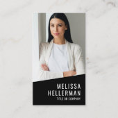 Black Photo QR Code Logo Vertical Visitenkarte (Vorderseite)