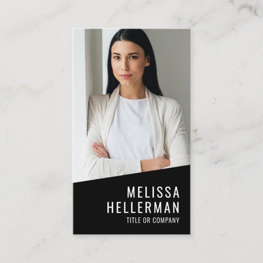 Black Photo QR Code Logo Vertical Visitenkarte (Vorderseite)