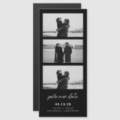 Black Photo Strip Magnetic Wedding Save The Date Magnetkarte (Vorne/Hinten)
