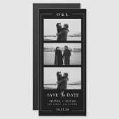 Black Photo Strip Monogram Border Magnetic Wedding Magnetkarte (Vorne/Hinten)