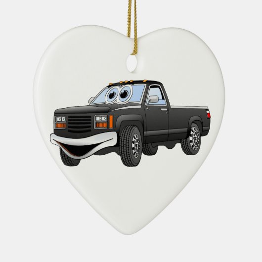 Black Pick Up Truck Cartoon Keramikornament (Rechts)