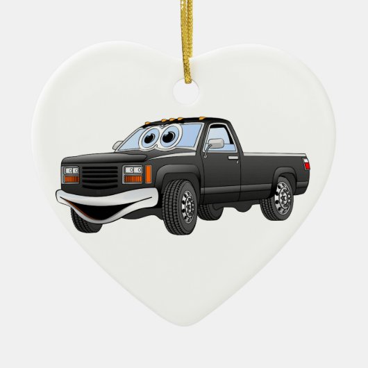 Black Pick Up Truck Cartoon Keramikornament (Vorne)