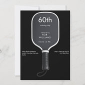 Black Pickleball 60th Birthdday Party Einladung (Vorderseite)