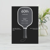 Black Pickleball 60th Birthdday Party Einladung (Stehend Vorderseite)