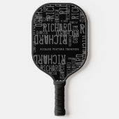 Black Pickleball Paddle mit grauem Namen (Vorderseite)