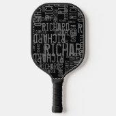 Black Pickleball Paddle mit grauem Namen (Rückseite)