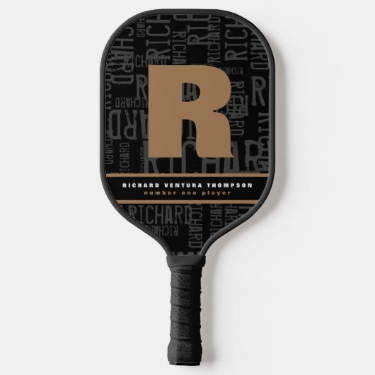 Black Pickleball Paddle mit Personalisiertem Namen (Rückseite)