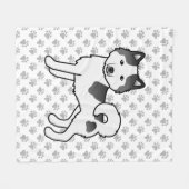 Black Piebald Alaskan Malamute Cartoon Dog & Paws Fleecedecke (Vorderseite (Horizontal))