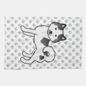 Black Piebald Alaskan Malamute Niedlich Cartoon Do Geschirrtuch (Horizontal)