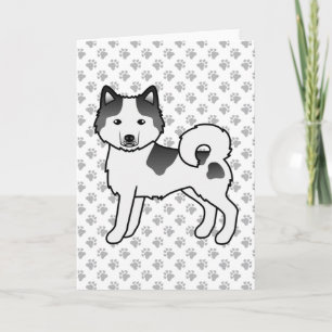 Black Piebald Alaskan Malamute Niedlich Cartoon Do Karte