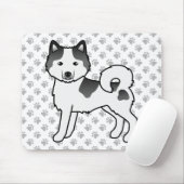 Black Piebald Alaskan Malamute Niedlich Cartoon Do Mousepad (Mit Mouse)