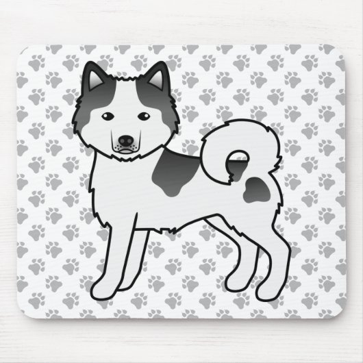 Black Piebald Alaskan Malamute Niedlich Cartoon Do Mousepad (Vorne)