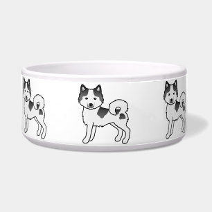 Black Piebald Alaskan Malamute Niedlich Cartoon Do Napf