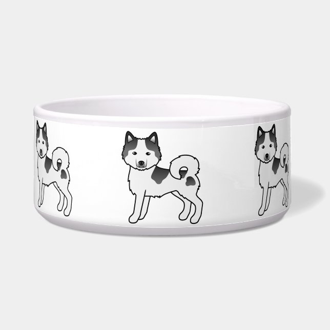 Black Piebald Alaskan Malamute Niedlich Cartoon Do Napf (Vorderseite)