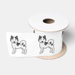 Black Piebald Alaskan Malamute Niedlich Cartoon Do Satinband