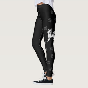 Black Piebald Alaskan Malamute Niedliche Hunde und Leggings