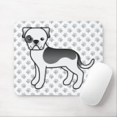 Black Piebald American Bulldog Niedlicher Cartoon Mousepad (Mit Mouse)