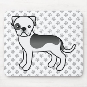 Black Piebald American Bulldog Niedlicher Cartoon Mousepad