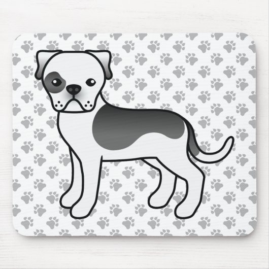 Black Piebald American Bulldog Niedlicher Cartoon Mousepad (Vorne)
