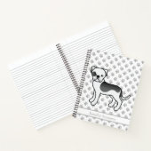 Black Piebald American Bulldog Niedlicher Cartoon Notizblock (Innenseite)