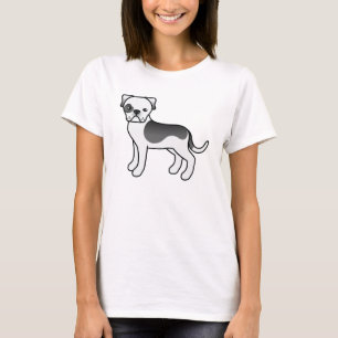 Black Piebald American Bulldog Niedlicher Cartoon T-Shirt