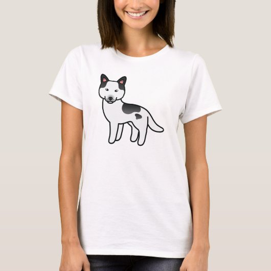 Black Piebald Cartoon Siberian Husky Dog T-Shirt (Vorderseite)
